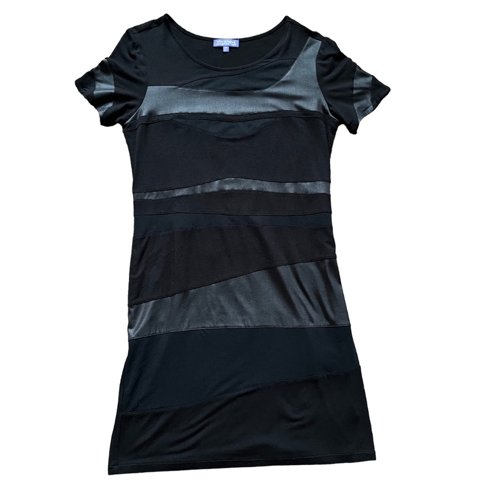 Vivienne Tam Black Short Sleeved Stretchy Mesh Sheath Dress, Size Medium